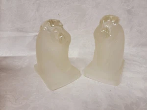 Pair Art Deco Frosted Glass Mustang Horse Bookends 6x5" - Picture 1 of 3