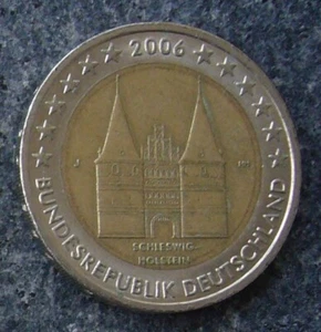 BRD - 2 Euro Gedenkmünze 2006 F - Schleswig-Holstein: Holstentor - zirkuliert - Bild 1 von 1