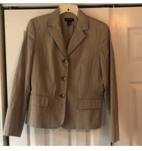 Ann Taylor Tweed Blazer Jacket in Taupe Brown Size 10 - Picture 1 of 9