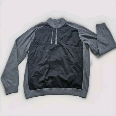 FJ FootJoy Pullover Mens 2XL Black Gray Wool Golf 1/4 Zip Mockneck LS Athleisure - Image 1 of 4