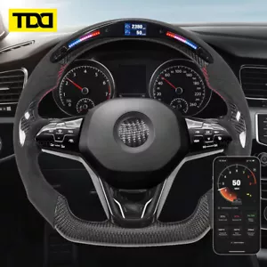 TDD Real Carbon Fiber LED Steering Wheel for Volkswagen MK8 PASSAT B8 POLO VI - Picture 1 of 9