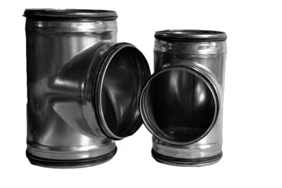 MARKENLOS T-Stück mit reduziertem Abgang 200-160mm Lippendichtung Wickelfalzrohr Lüftung