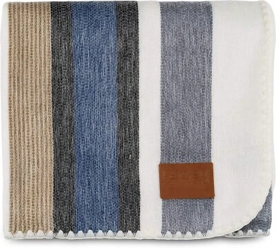 QISU Alpaca Wool Throw Blanket 85x65 | Soft Warm throw (Brown Blue Grey White) - Image 1 of 4