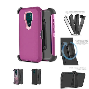 For Moto G9 PLAY Heavy Duty Holster Built In Screen Protector Kickstand - Picture 1 of 18
