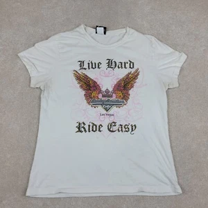 Harley Davidson Shirt Girls Extra Large White Cafe Las Vegas Wings Motorcycle - Picture 1 of 17
