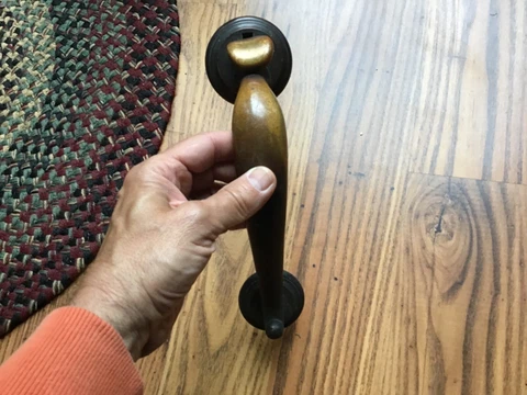 Vintage Brass DOOR HANDLE with THUMB LATCH 10” long Cover