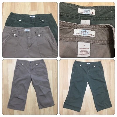 SO Talla 7 Nuevo sin Etiquetas Lote de 2 Pantalones Cortos Para Mujer Entrepierna 20” Marrón Claro y Verde Foto 1 de 3