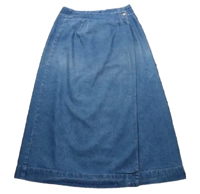 Maxi falda vaquera tallada con volantes 29x22 años 90 EE. UU. Western Ranch Buffalo botón Foto 1 de 4