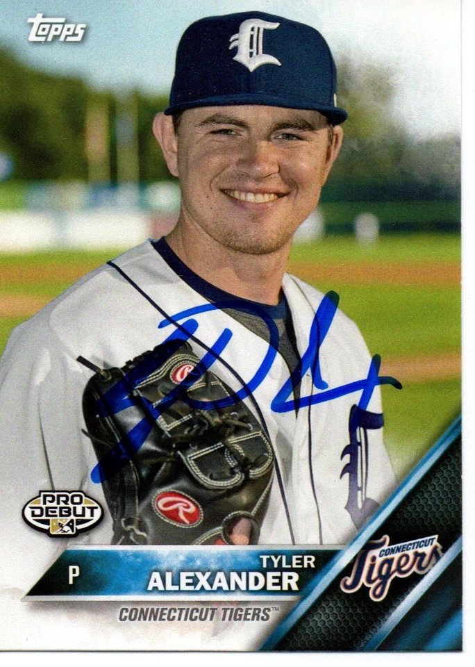 Tyler Alexander Connecticut Tigers 2016 Topps Pro Debut Signed Card - Image 1 of 1