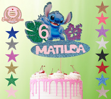 Stitch cake topper glitter / mirror card custom personalised any name any age