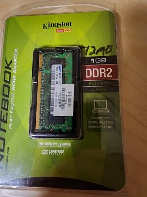 Kingston Notebook 1GB PC2-4200 533MHz DDR2 KVR533D2SO/1GR NEW - Image 1 of 2