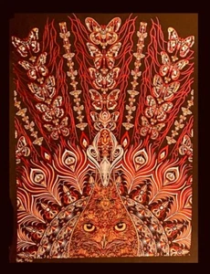 RARE FOIL Todd Slater Poster STRANGE ATTRACTION S/N Red BUTTERFLY Owl PEACOCk - Picture 1 of 11