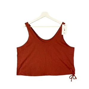 NIKE YOGA LUXE Top Corto Mujer Talla L Naranja Quemado Cordón Elastizado Atlético NUEVO - Imagen 1 de 9