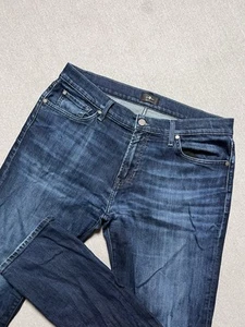 7 For All Mankind Jeans Mens 36 The Straight Blue Dark Wash Stretch Denim - Picture 1 of 14
