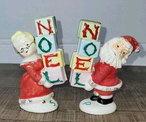 Vintage Napco Santa & Mrs. Claus NOEL Salz und Pfeffer Set 1950’s Japan Flocked - Bild 1 von 15
