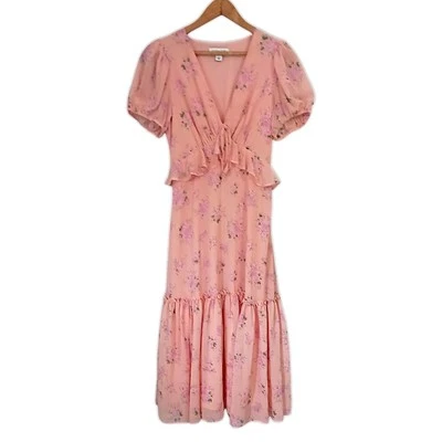 Vestido Floral Love Shack Fancy Target Talla 0 XS Rosa Melón Flor Romántico Coqueta Foto 1 de 4