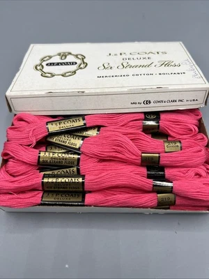 24 Skeins J&P Coats Deluxe 6-Strand Cotton Embroidery Floss Coraline Pink 219 - Image 1 of 4
