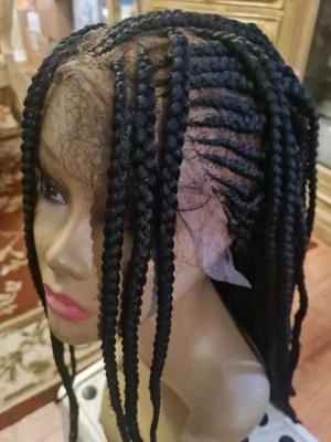  Peluca trenzada para mujer negra trenzas de encaje frontal fibra sintética Foto 1 de 4