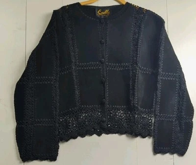 Chaqueta de cuero de gamuza vintage Scully para mujer ribete de ganchillo talla 8 Western Festival  Foto 1 de 4
