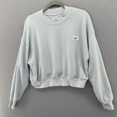Vintage 1980 Billabong Faded Light Ice Blue Cropped Crewneck Sweatshirt Size M - Image 1 of 4