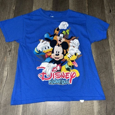 Camiseta Disney Florida Azul con Mickey Donald Goofy y Plutón Estampado Gráfico YouthXS Foto 1 de 4