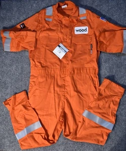 Crude FR Coverall Mens Large Orange Flame Resistant Full Zip Workwear NEW NWT - Picture 1 of 12