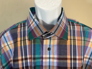 St. Croix Men's multicolor plaid detailed long sleeve shirt 2XL XXL Mint Cond - Picture 1 of 4