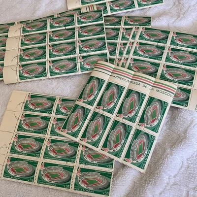 ROMANIA-(-1979-)-SC.2862-OLYMPIC STADIUM,MELBOURNE-118-Stamps ON BLOCKS-CTO#439A - Image 1 of 3