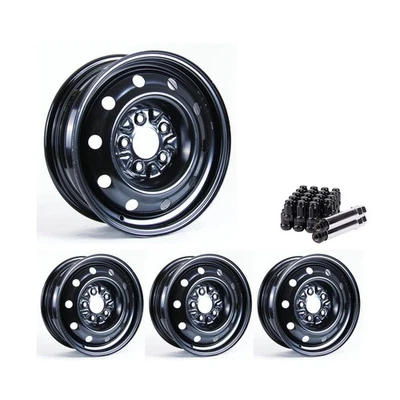Set of 4 15" Black Steel Wheel Rims 5x114.3 fits Honda CR-V, RTXQ0 5Lug - Image 1 of 4