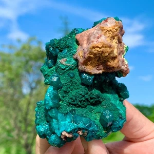 173G Natural Green Dioptase With Malachite Gemstone Cluster Mineral Specimen - Picture 1 of 24