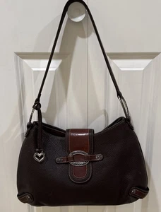 Brighton Brown Pebble Leather Shoulder Bag With Silver Accents. - Picture 1 of 9