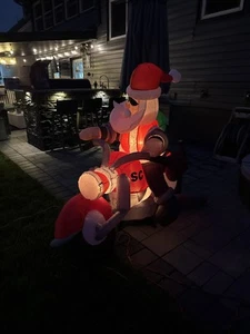 Gemmy 6ft Long Airblown Infatable Santa on Motorcycle Christmas Yard Decor W/BOX - Picture 1 of 6