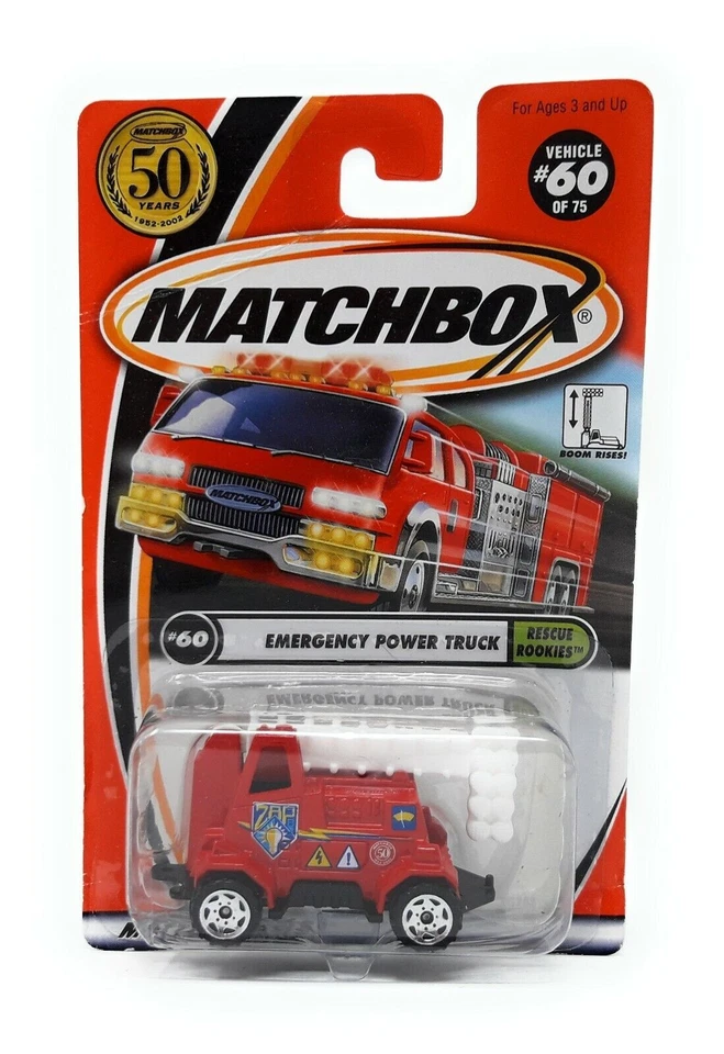 Matchbox 2002 No 60 Emergency Truck mit Logo 50 Jahre Blisterkarte MBX Superfast - Bild 1 von 1