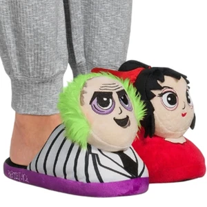 NEW Beetlejuice and Lydia Plush 3D Characters Women's Slip On Slipper Size 11-12 - Picture 1 of 8