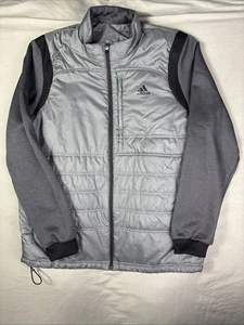 Adidas Golf Long Sleeve Full Zip Jacket Climaheat Size Large Gray Primaloft - Picture 1 of 12