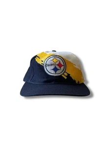 De colección Años 90 Logo Atlético Pittsburgh Steelers Pintura Salpicadura NFL Snapback Sombrero OS - Imagen 1 de 18