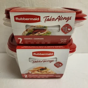 Rubbermaid TakeAlongs 5.2 & 2.9 Cup Square Food Storage Container 2 two Packs - Picture 1 of 6