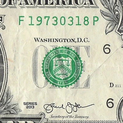 MAR 18 1973 Birthday Fancy Serial Number Date Note One Dollar Bill 03 18 1973 - Image 1 of 4