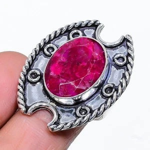 Ruby Simulated Gemstone Handmade 925 Sterling Silver Jewelry Ring Size 6 - Picture 1 of 5