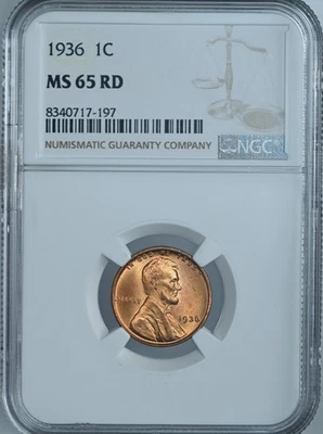 1936-P  1C LINCOLN WHEAT CENT "PHILADELPHIA MINT" NGC MS65 RD (RED) #8340717-197 - Image 1 of 4