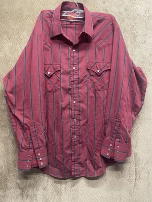 VTG Ely Plains Pearl Snap Shirt Men's XLarge Red Striped Western Rockabilly - Image 1 of 4