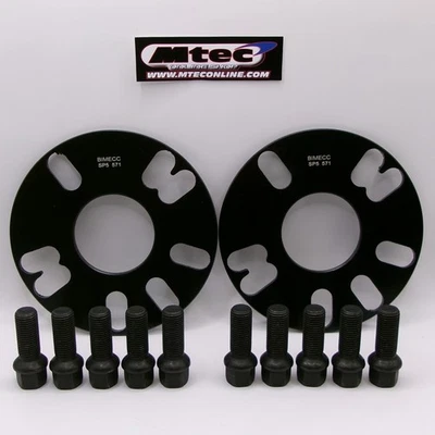 2x Espaciadores de rueda Bimecc negros de 5 mm, pernos negros VW AUDI RS3 5x100/5x112 57,1 Foto 1 de 2