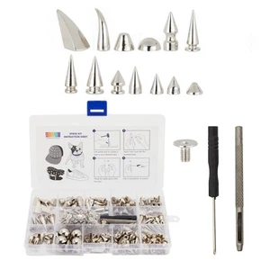 150 Piece Screw Spike Studs for Clothing DIY Crafts with Tools, Assorted Sizes - Picture 1 of 7