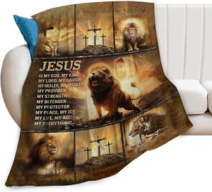 Lion Blanket for Men Lion Throw Blanket Soft Cozy Warm Fuzzy Fleece Lion Bedr.. - Picture 1 of 7