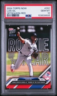 2024 Topps Now Rookie Of The Year #OS-1 Luis Gil New York Yankees Red /10 PSA 10 - Image 1 of 2