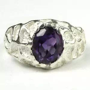 Anillo pepita de plata esterlina 925 para hombre, amatista, SR168 - Imagen 1 de 5