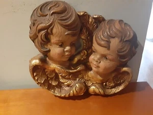 PAREJA DE QUERUBINES EN MADERA PRENSADA - Imagen 1 de 7
