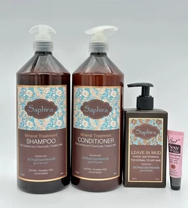 Saphira Mineral Treatment Shampoo & Conditioner 34 Oz + Leave In Mud 8.5 Oz - Picture 1 of 1