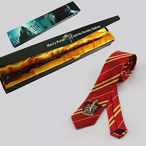 Harry Potter Stab & GRYFFINDOR Krawatte Ascot Krawatte Halloween Cosplay Weihnachten Geschenkset - Bild 1 von 3