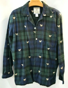 J. Crew Hombre Ropa de dormir Botón Mangas Largas Top Franela Bordada Para Hombre TALLA L NUEVO - Imagen 1 de 4